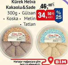 GÜLSAN/KOSKA/METİN/TATLAN KÜREK HELVA KAKAOLU&SADE 300 G